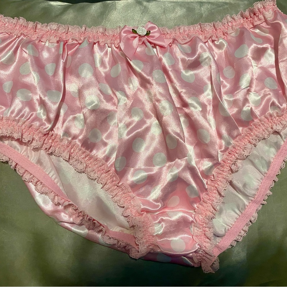 Pink Polka Dot Satin Panties